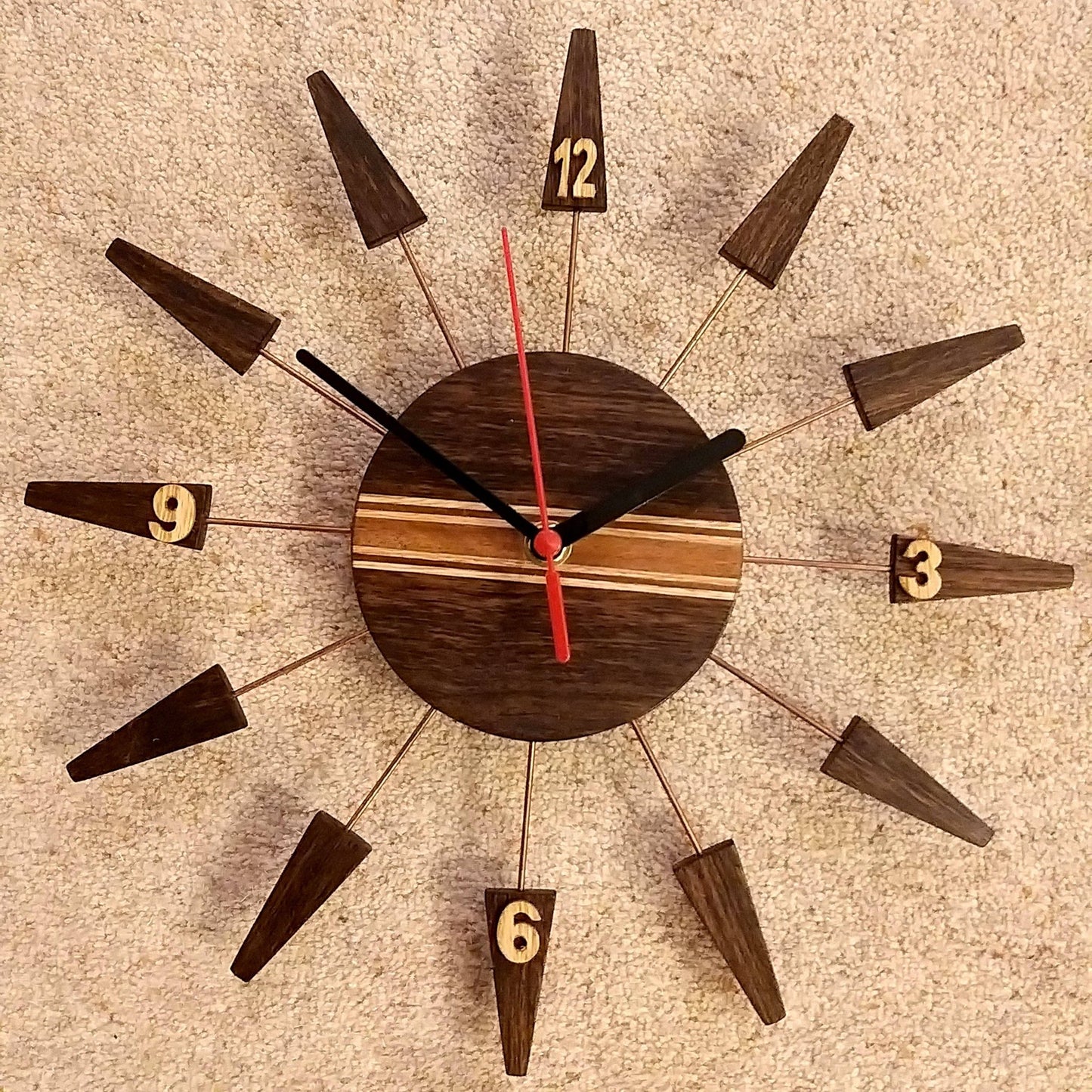 Retro Style Wooden Wall Clock - Vintage MC
