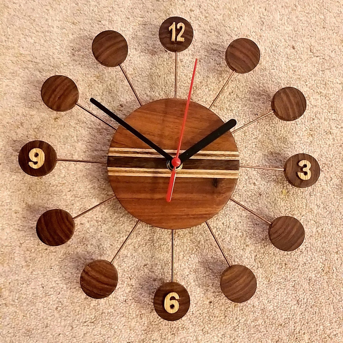 Retro Style Wooden Wall Clock - Vintage MC