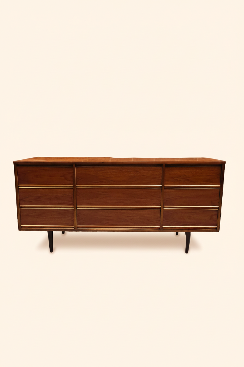 Nine Drawer Vintage Walnut Dresser – Vintage MC