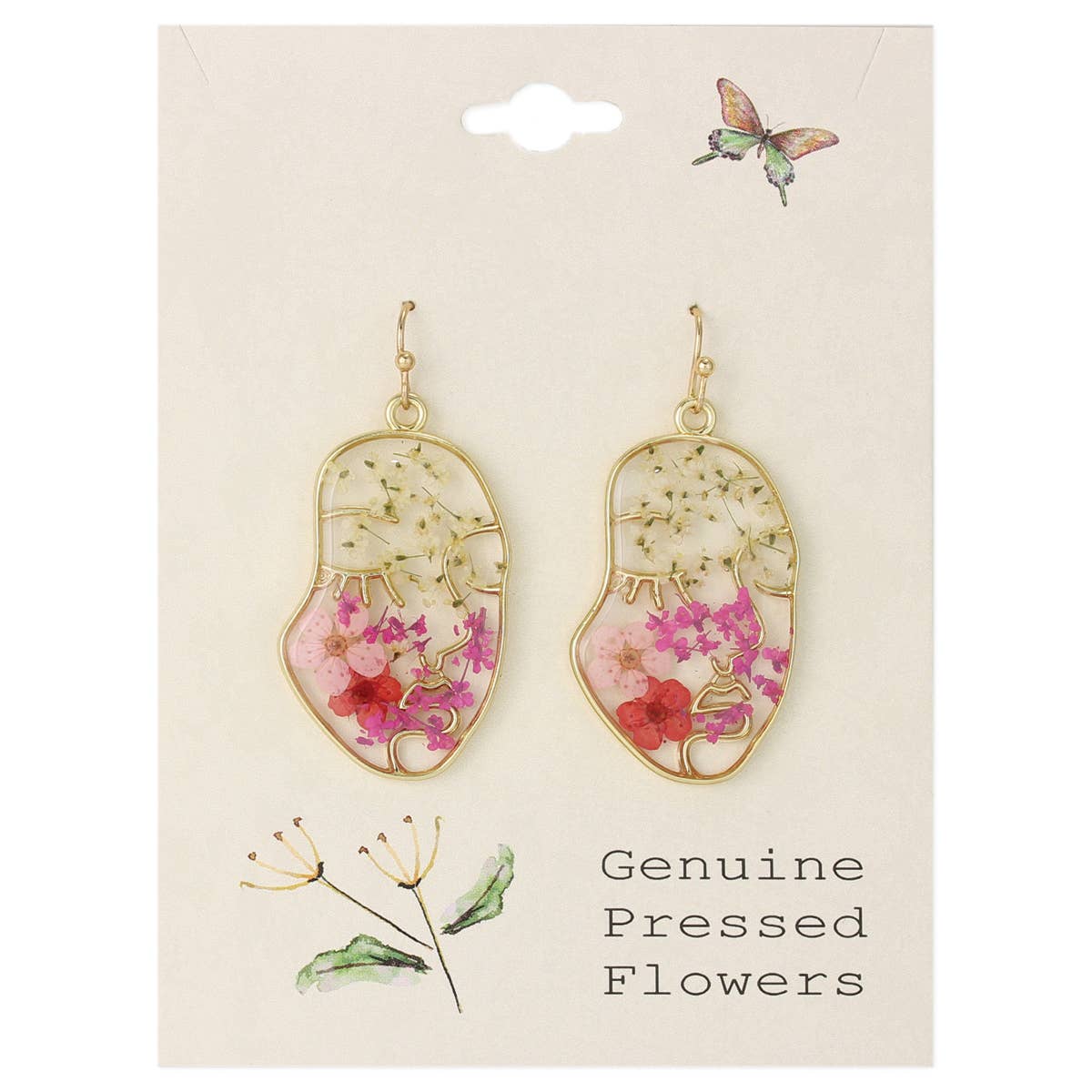 Rosy Cheeks Gold Dried Flower Earrings - Vintage MC