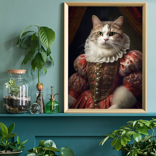 Shorthair Cat Animal Portrait Print - Vintage MC