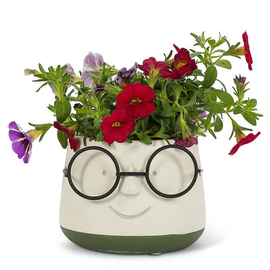 Sm Face Planter w/Glasses - 3.5" D - Vintage MC