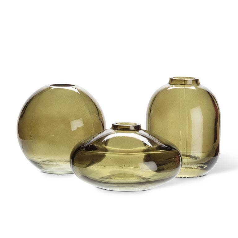 Small Bud Vase - Moss Green - 3 Assorted - 3"H - Vintage MC