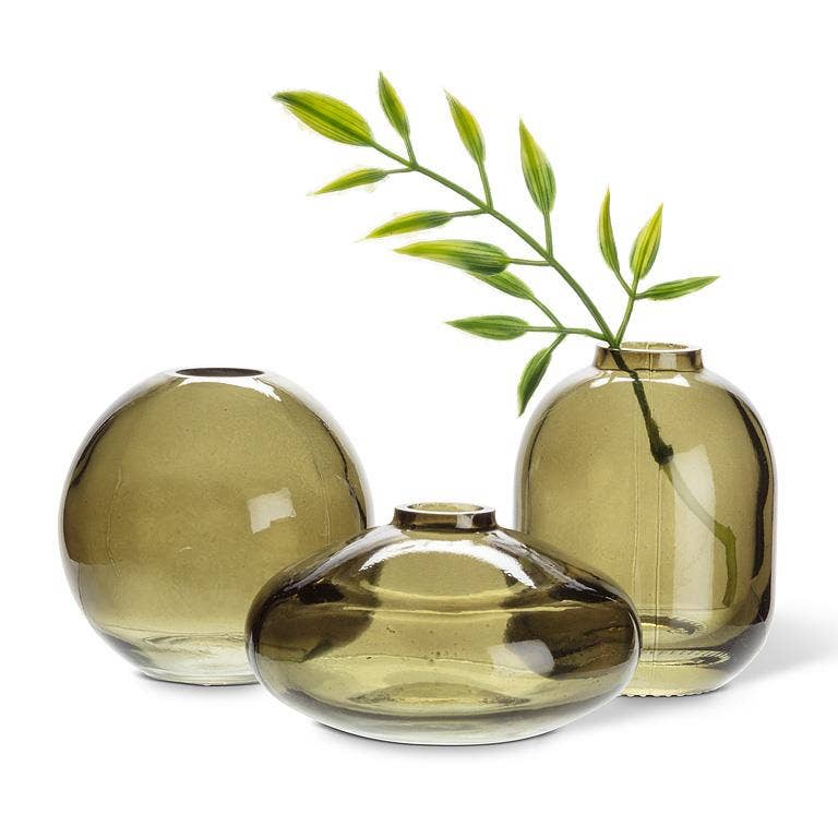 Small Bud Vase - Moss Green - 3 Assorted - 3"H - Vintage MC