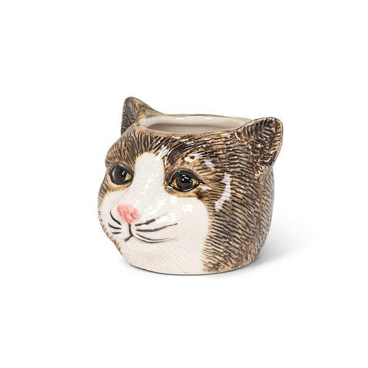 Small Tabby Cat Planter - 2.5"H - Vintage MC