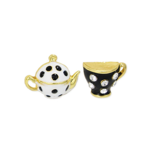 Spot of Tea Black Tea Set Post Earrings - Vintage MC