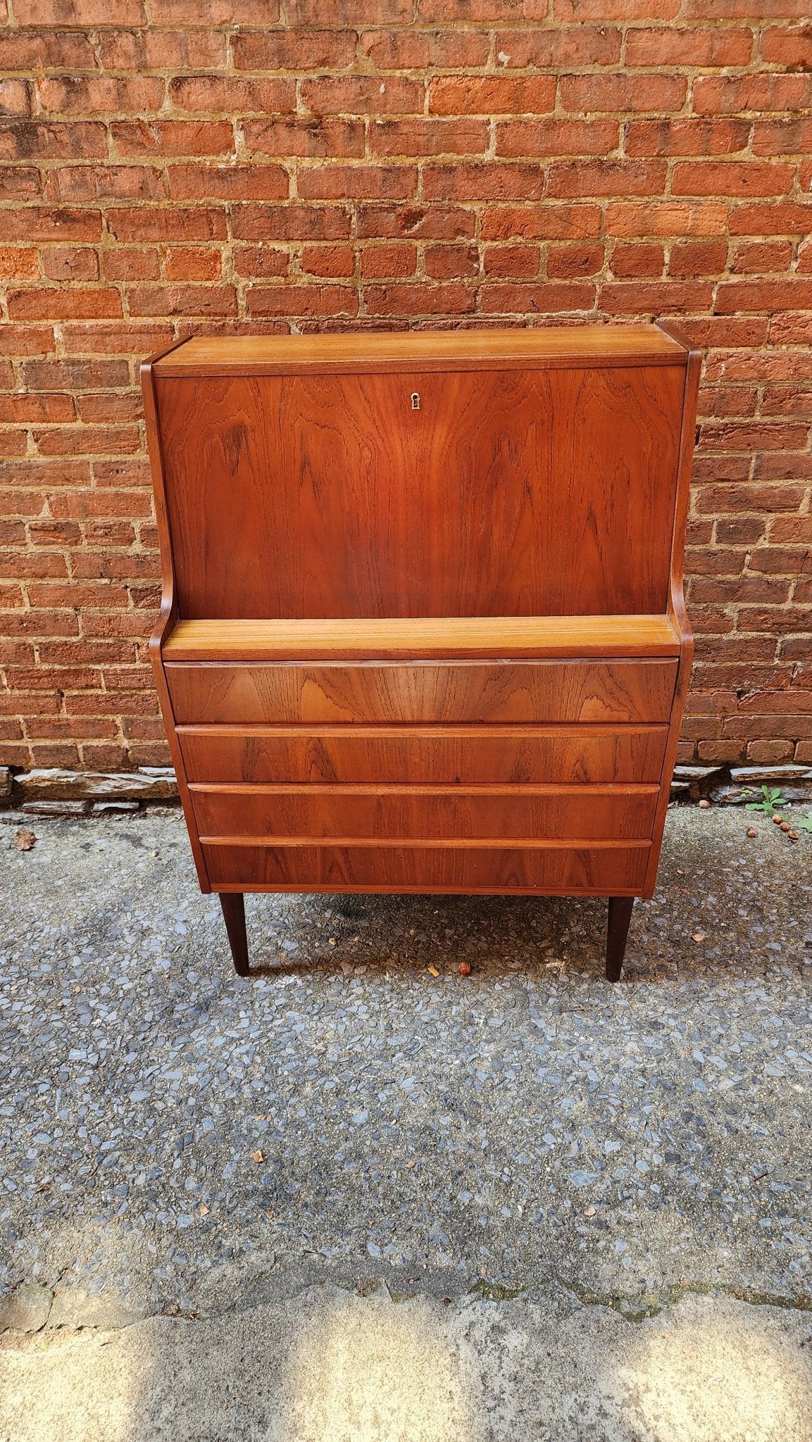 ST1024003 Danish Teak Secretary Writing Desk - Vintage MC