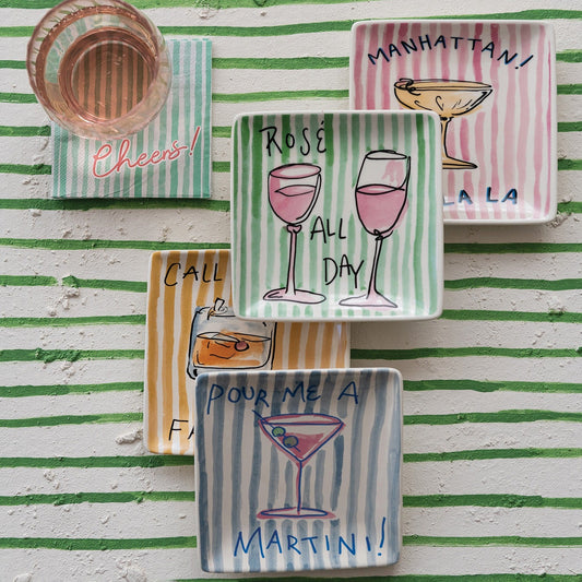 Stoneware Bar Themed Plate - Vintage MC