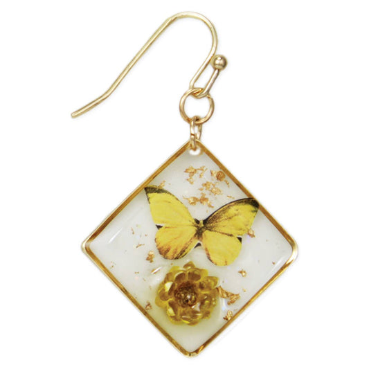 Sunny Garden Butterfly Dried Flower Earrings - Vintage MC