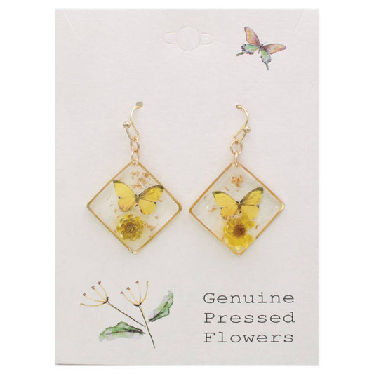 Sunny Garden Butterfly Dried Flower Earrings - Vintage MC