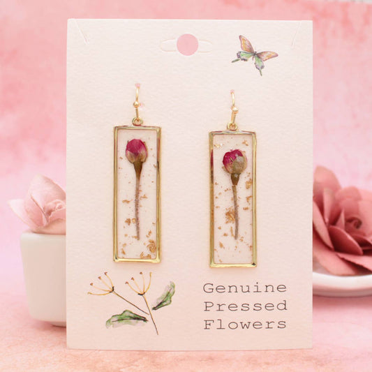 Sweet Pink Flower Dried Flower Earrings - Vintage MC