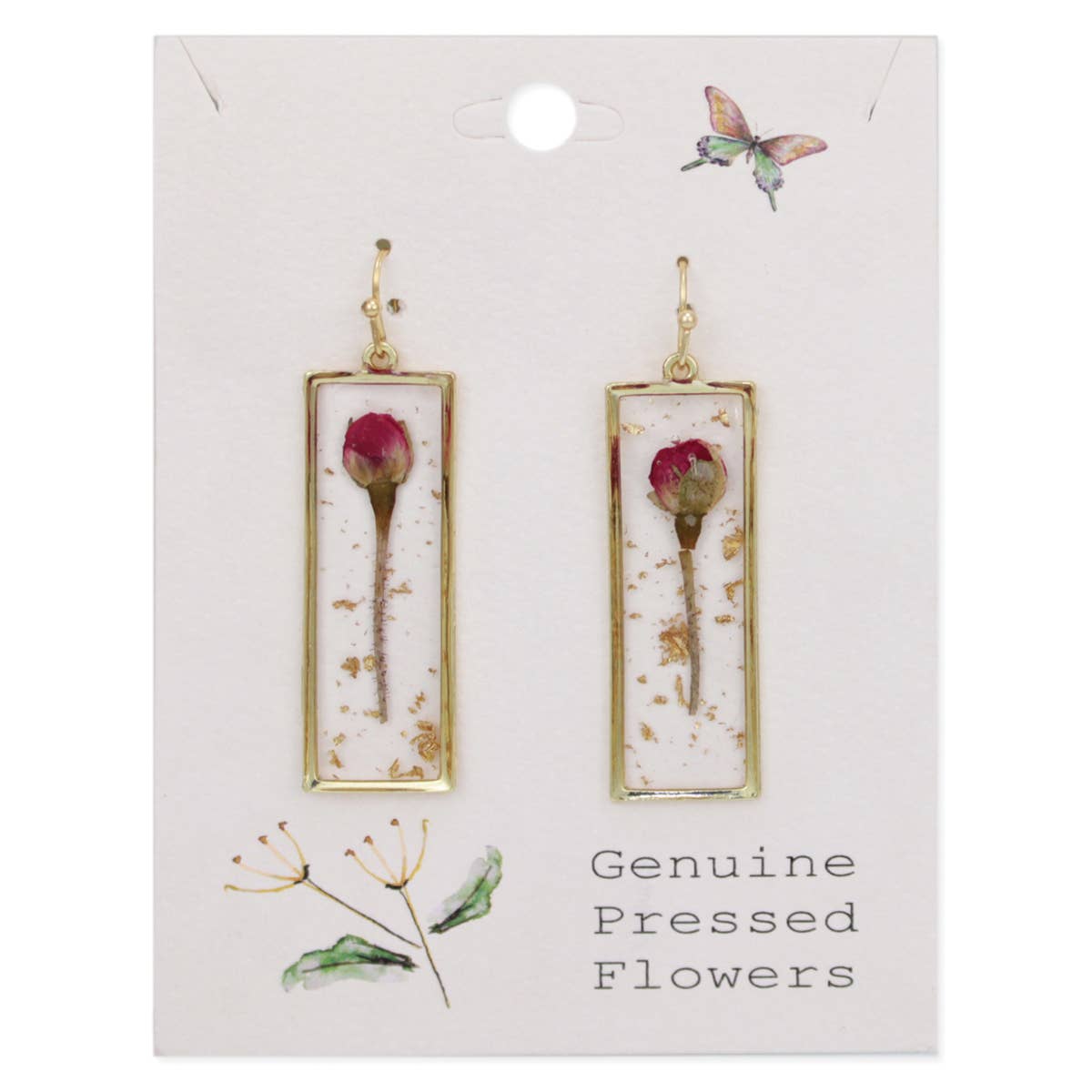 Sweet Pink Flower Dried Flower Earrings - Vintage MC