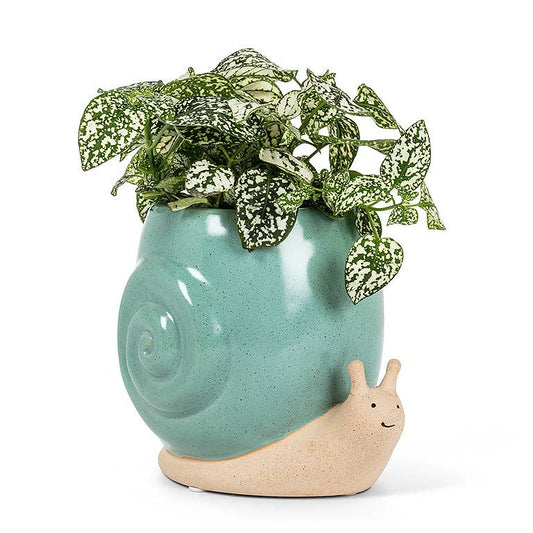 Tall Turq Snail Planter - 5"H - Vintage MC
