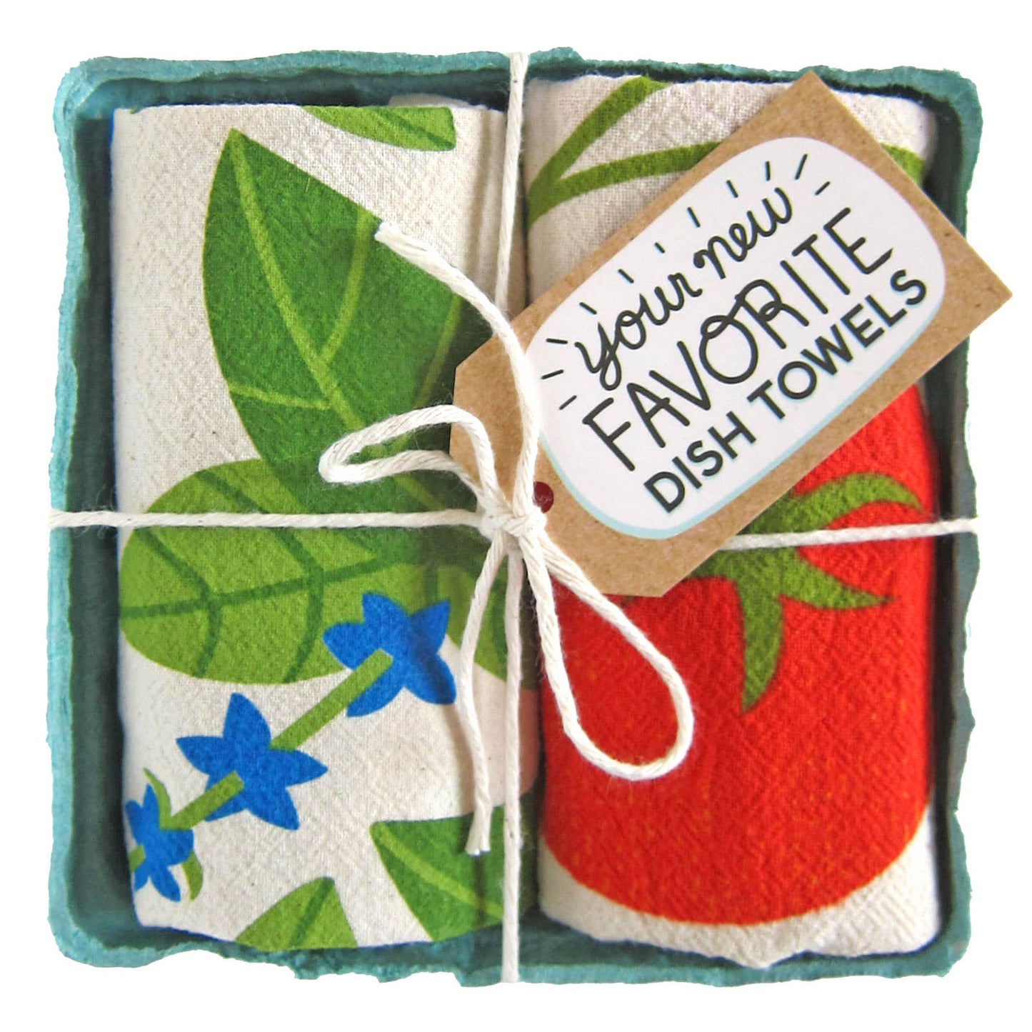 TOMATO BASIL (Tomato, Basil) - Tea Towel Set of 2 - Vintage MC
