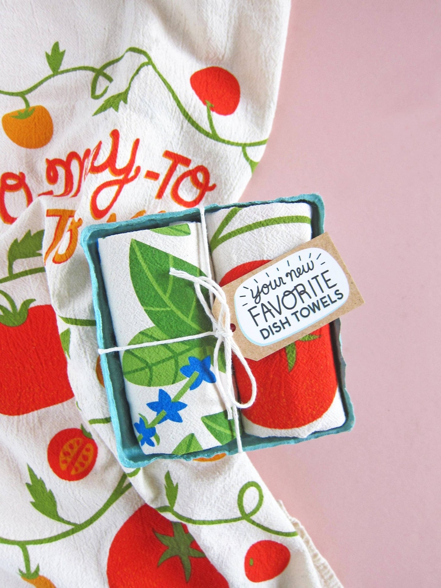 TOMATO BASIL (Tomato, Basil) - Tea Towel Set of 2 - Vintage MC