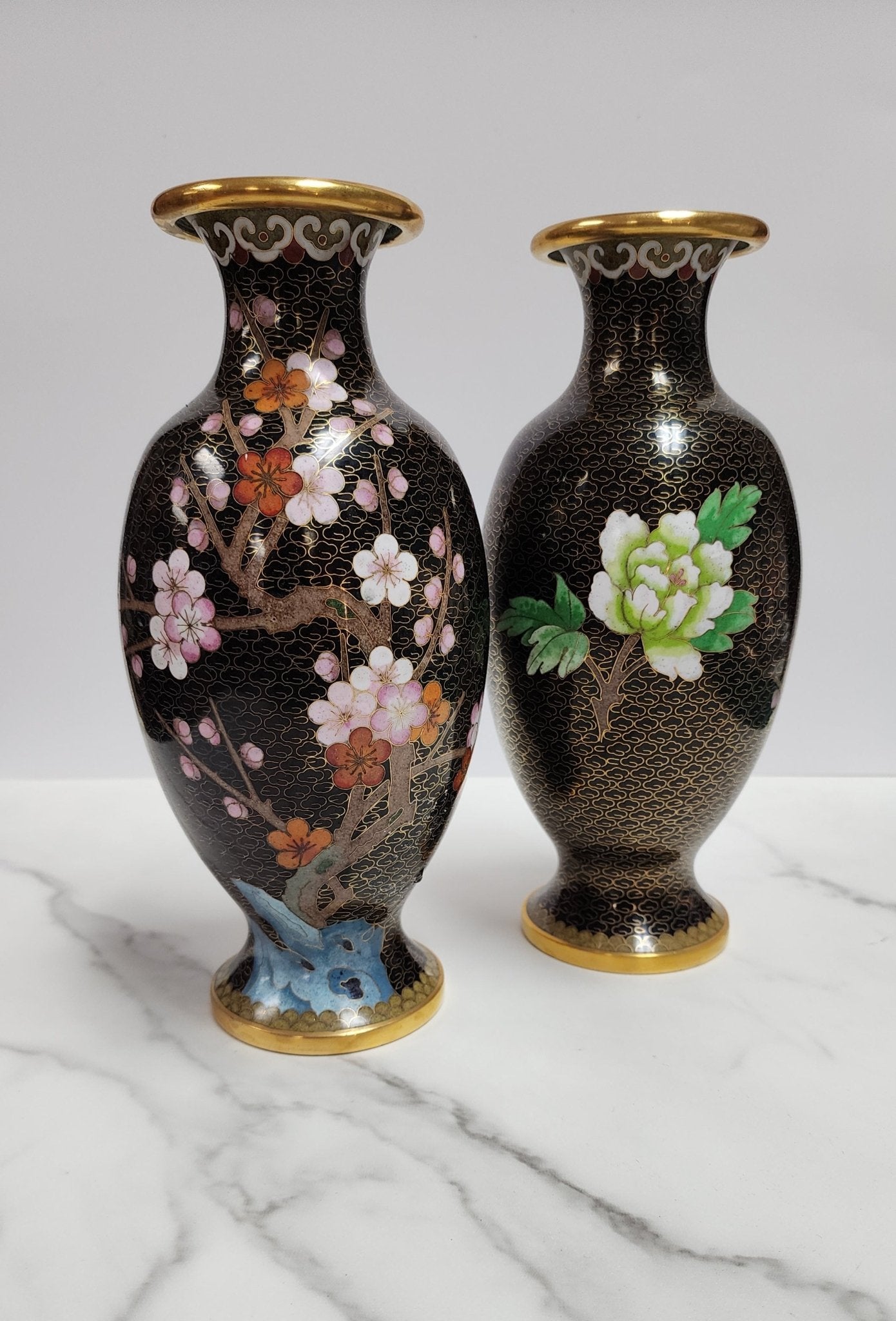 Vintage Chinese Cloisonne Metal Vases - Vintage MC