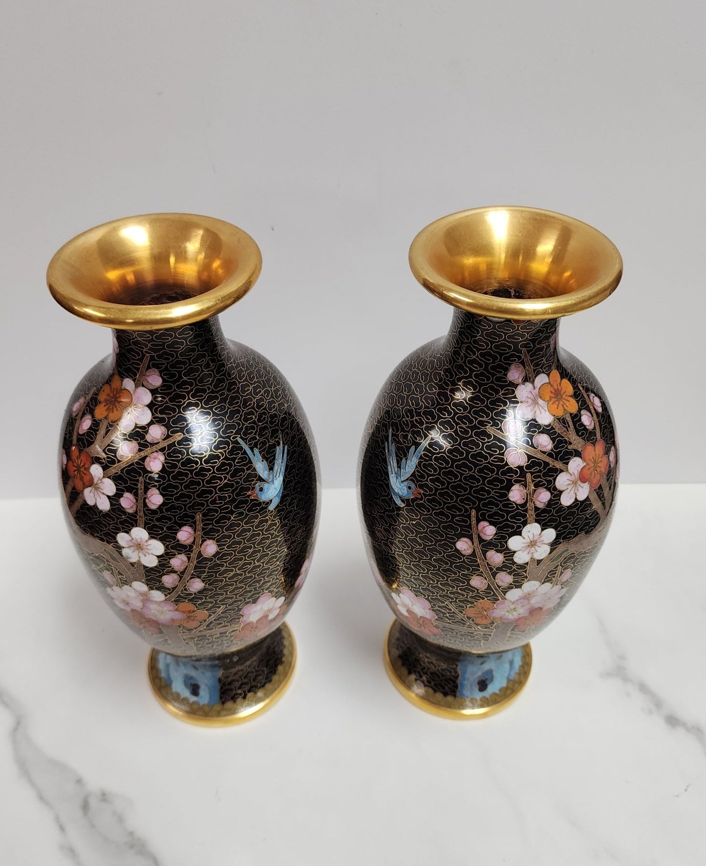 Vintage Chinese Cloisonne Metal Vases - Vintage MC