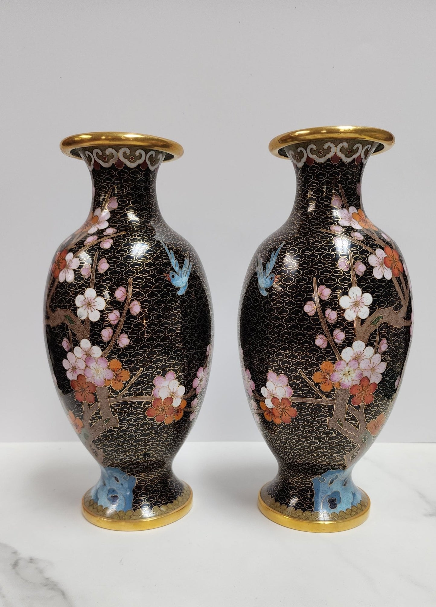 Vintage Chinese Cloisonne Metal Vases - Vintage MC