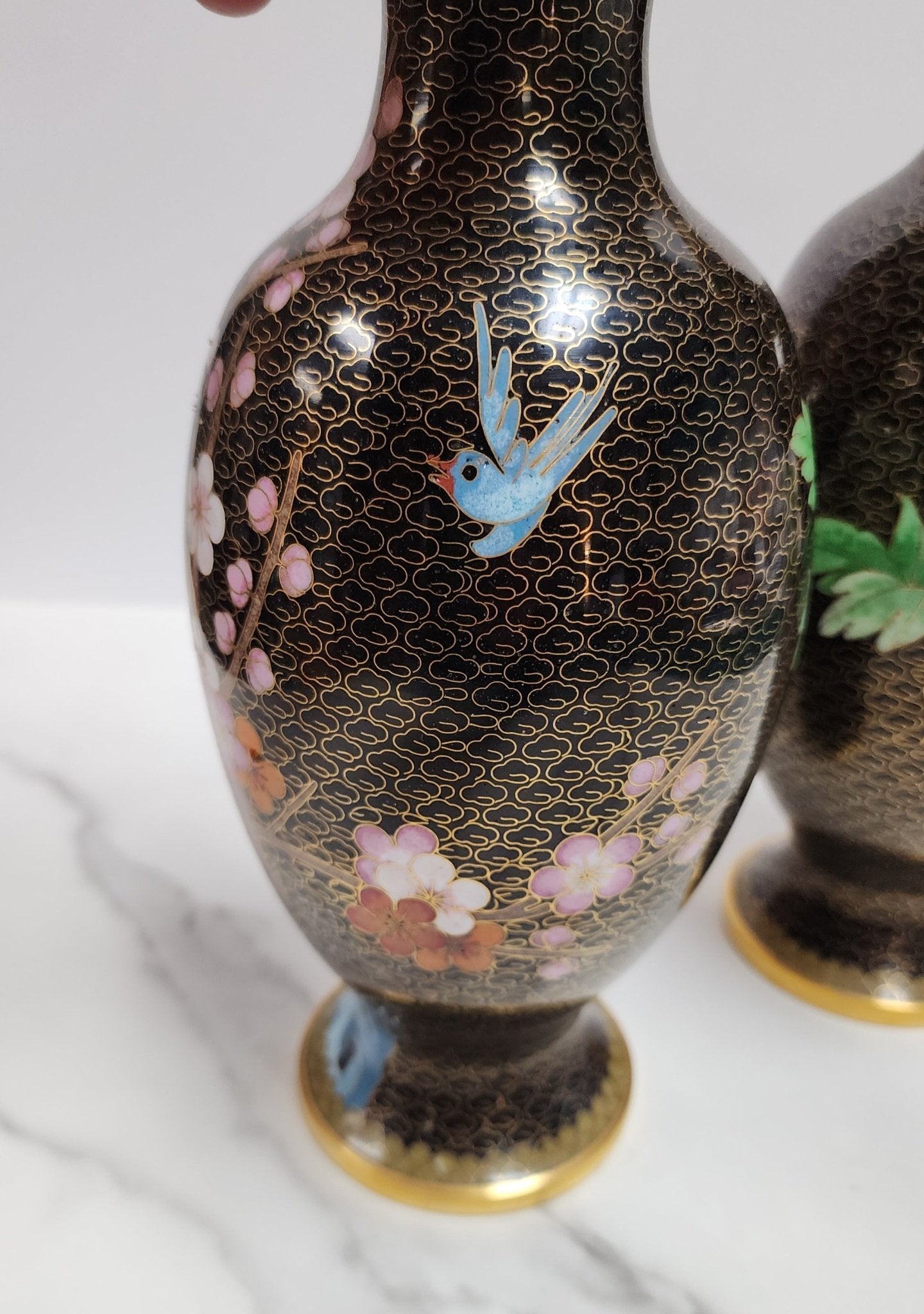 Vintage Chinese Cloisonne Metal Vases - Vintage MC