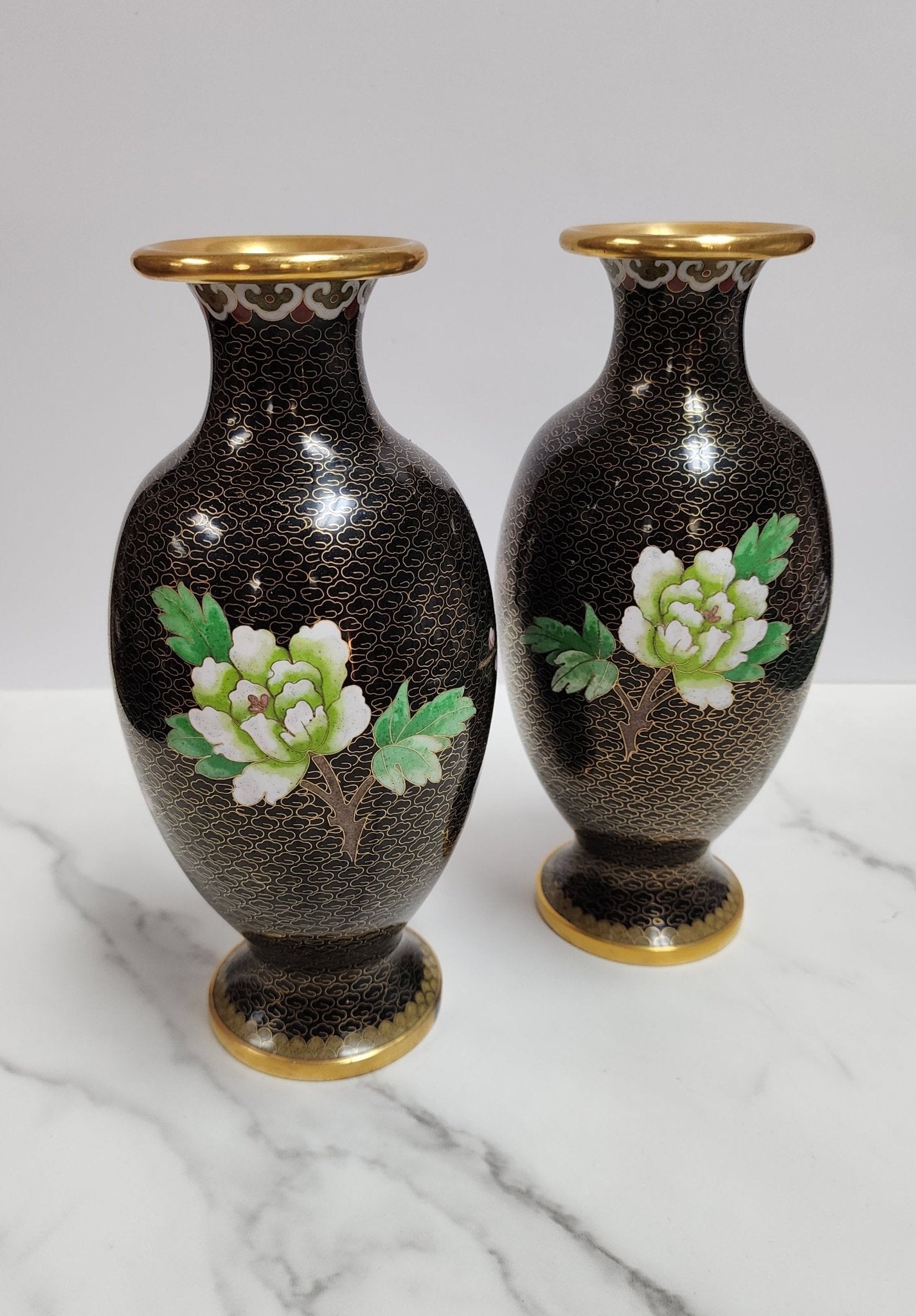 Vintage Chinese Cloisonne Metal Vases - Vintage MC