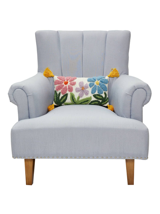 Wavy Floral Field w/Tassels Tufted Pillow - Vintage MC