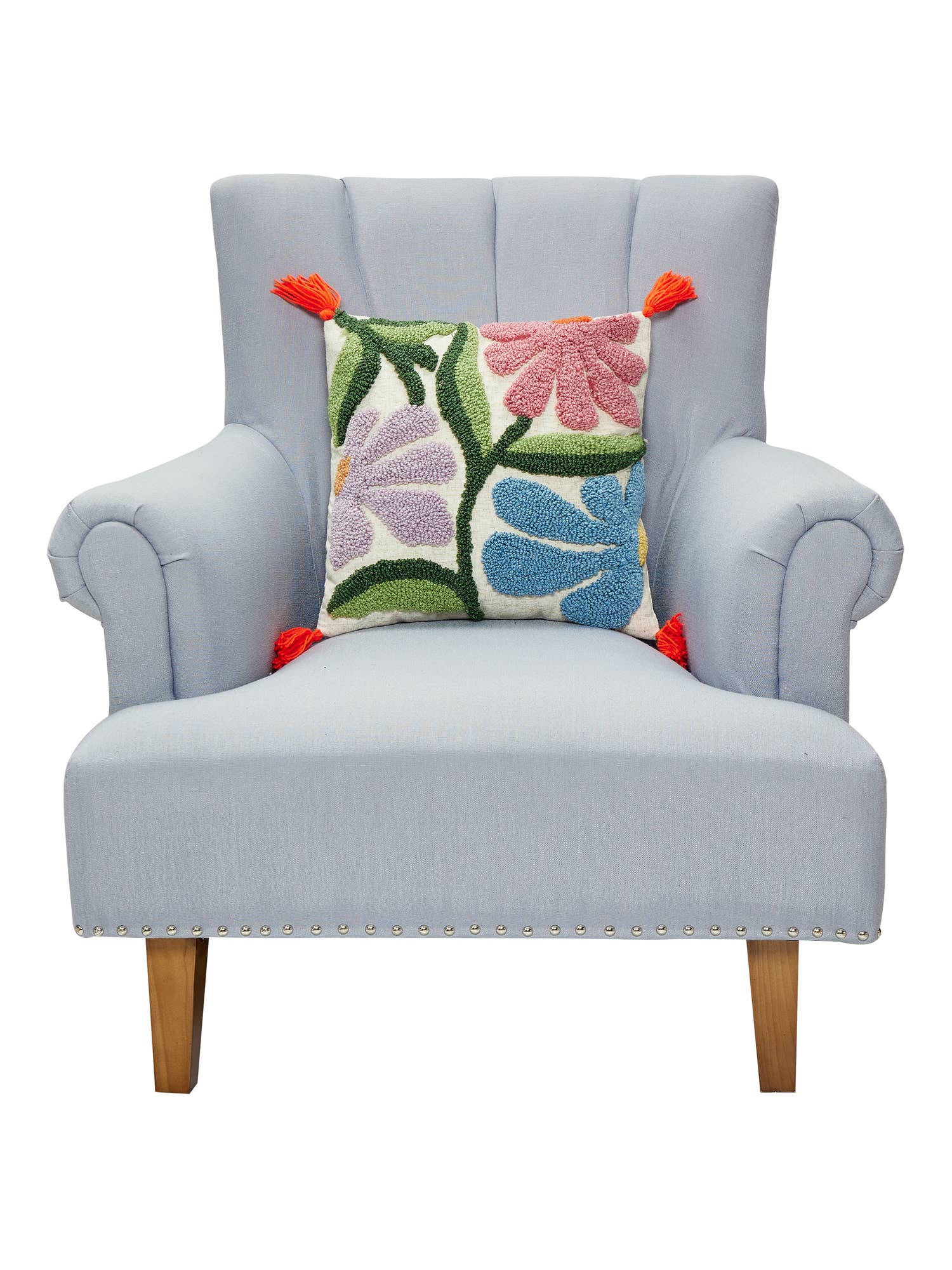 Wavy Floral w/Tassels Tufted Pillow - Vintage MC