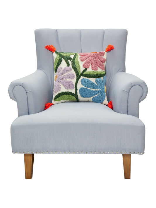 Wavy Floral w/Tassels Tufted Pillow - Vintage MC