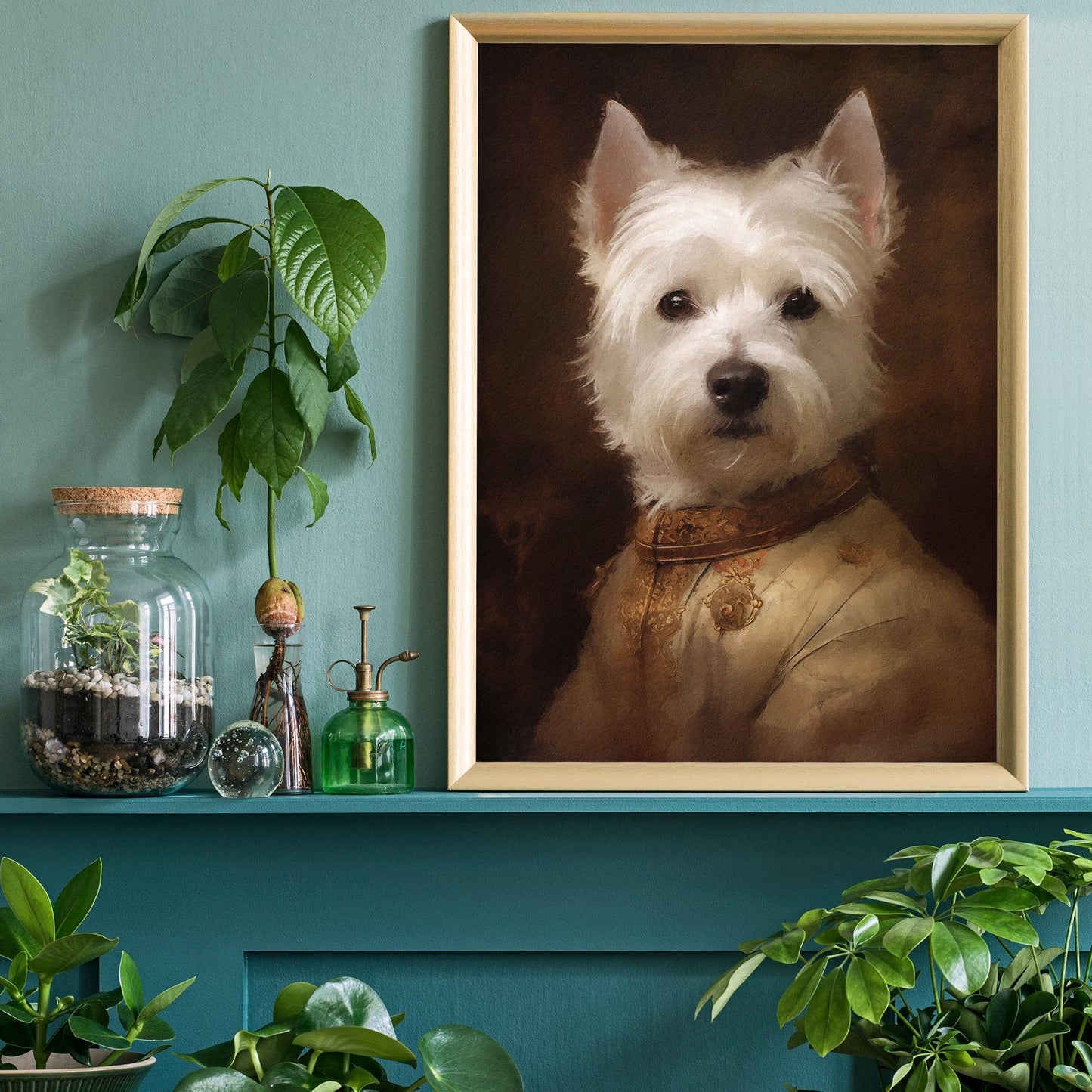 West Highland White Terrier Westie Dog Portrait Print - Vintage MC