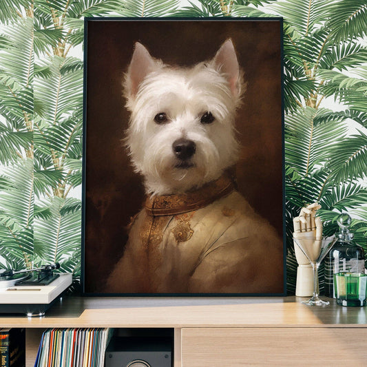 West Highland White Terrier Westie Dog Portrait Print - Vintage MC