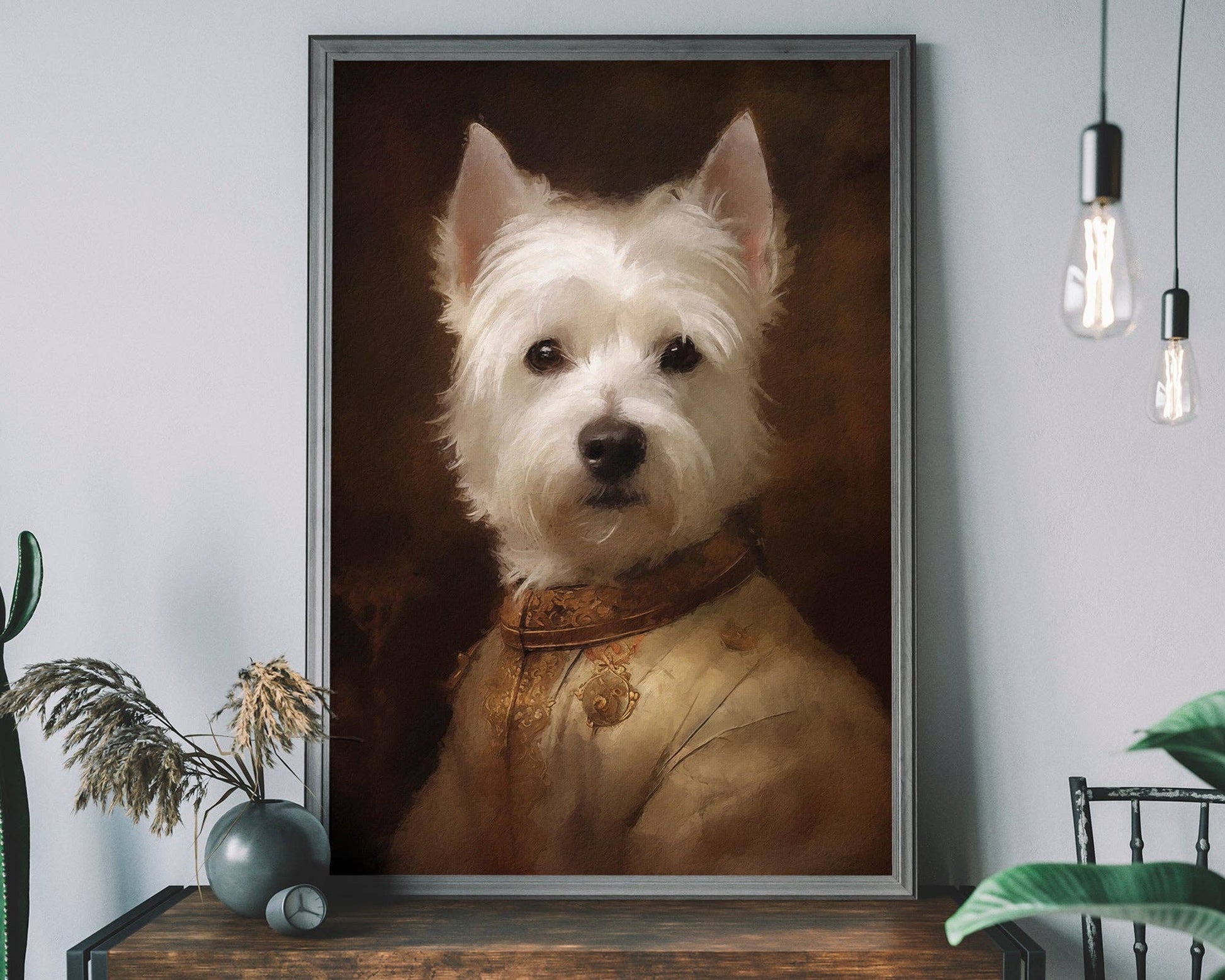 West Highland White Terrier Westie Dog Portrait Print - Vintage MC