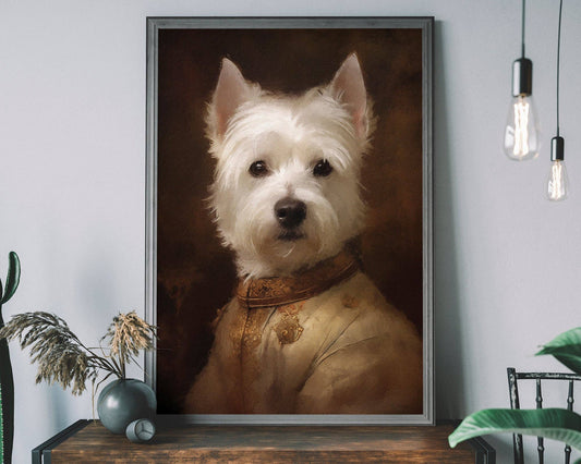 West Highland White Terrier Westie Dog Portrait Print - Vintage MC