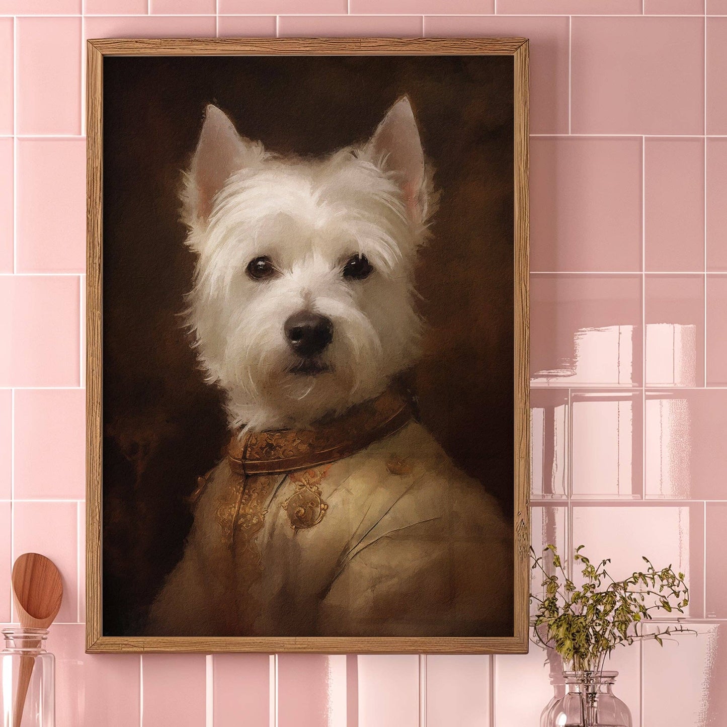 West Highland White Terrier Westie Dog Portrait Print - Vintage MC