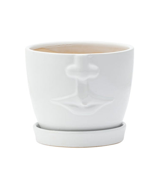 White Face Planter with saucer - Vintage MC