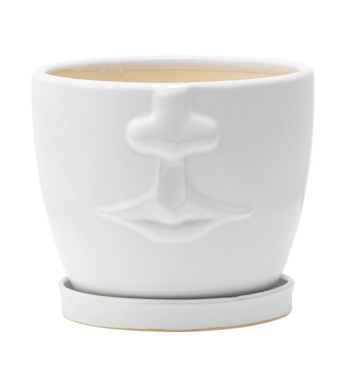 White Face Planter with saucer - Vintage MC