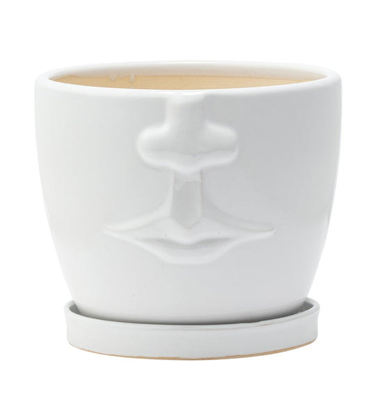 White Face Planter with saucer - Vintage MC