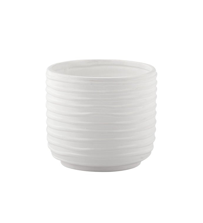 White Ribbed Planter - Vintage MC