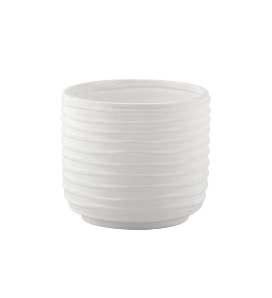 White Ribbed Planter - Vintage MC