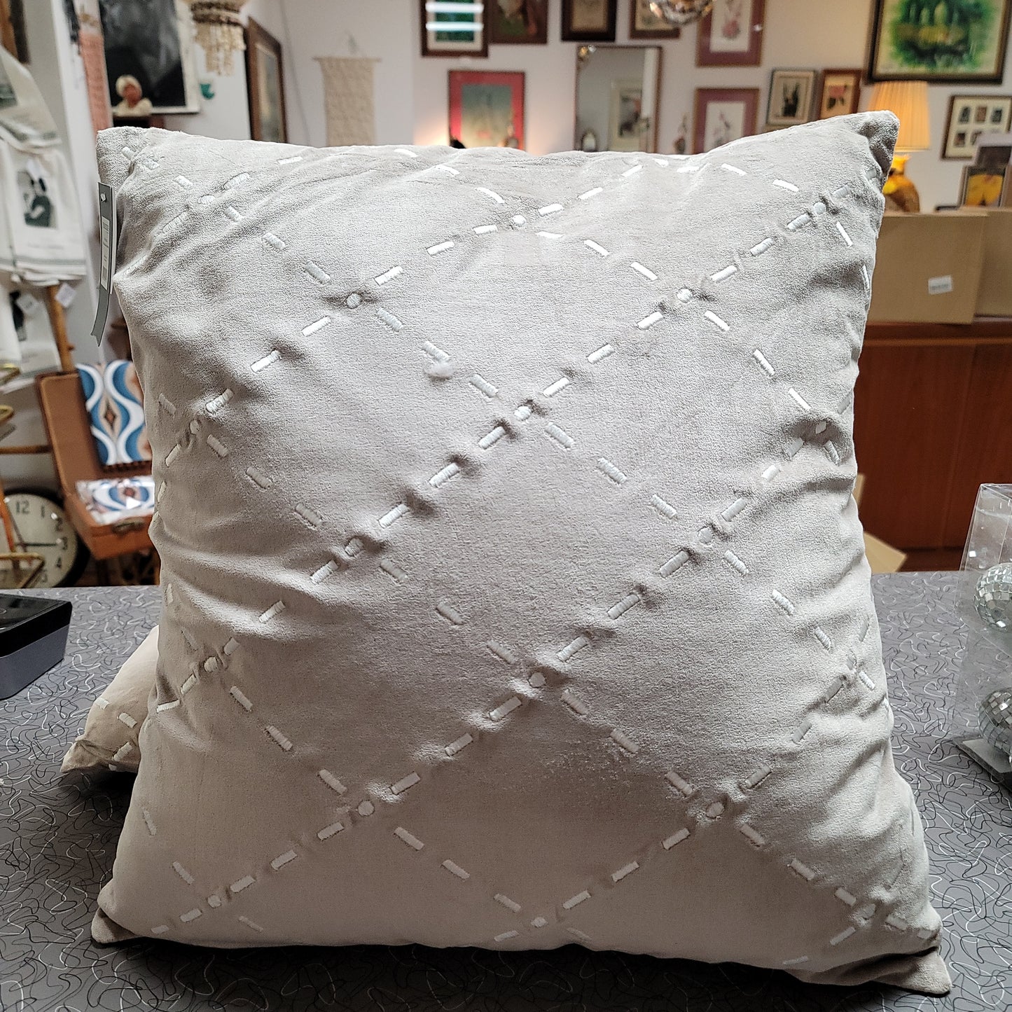 Hand Woven Rose Grey Pillow