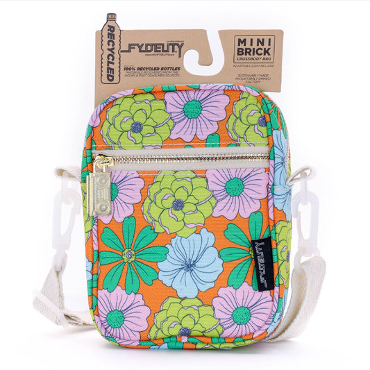 88618: Crossbody Mini Brick Bag | Recycled RPET | Floral Ora - Vintage MC