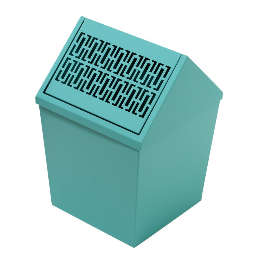 Breeze Block Swing Lid WasteBin - turqoise - Vintage MC