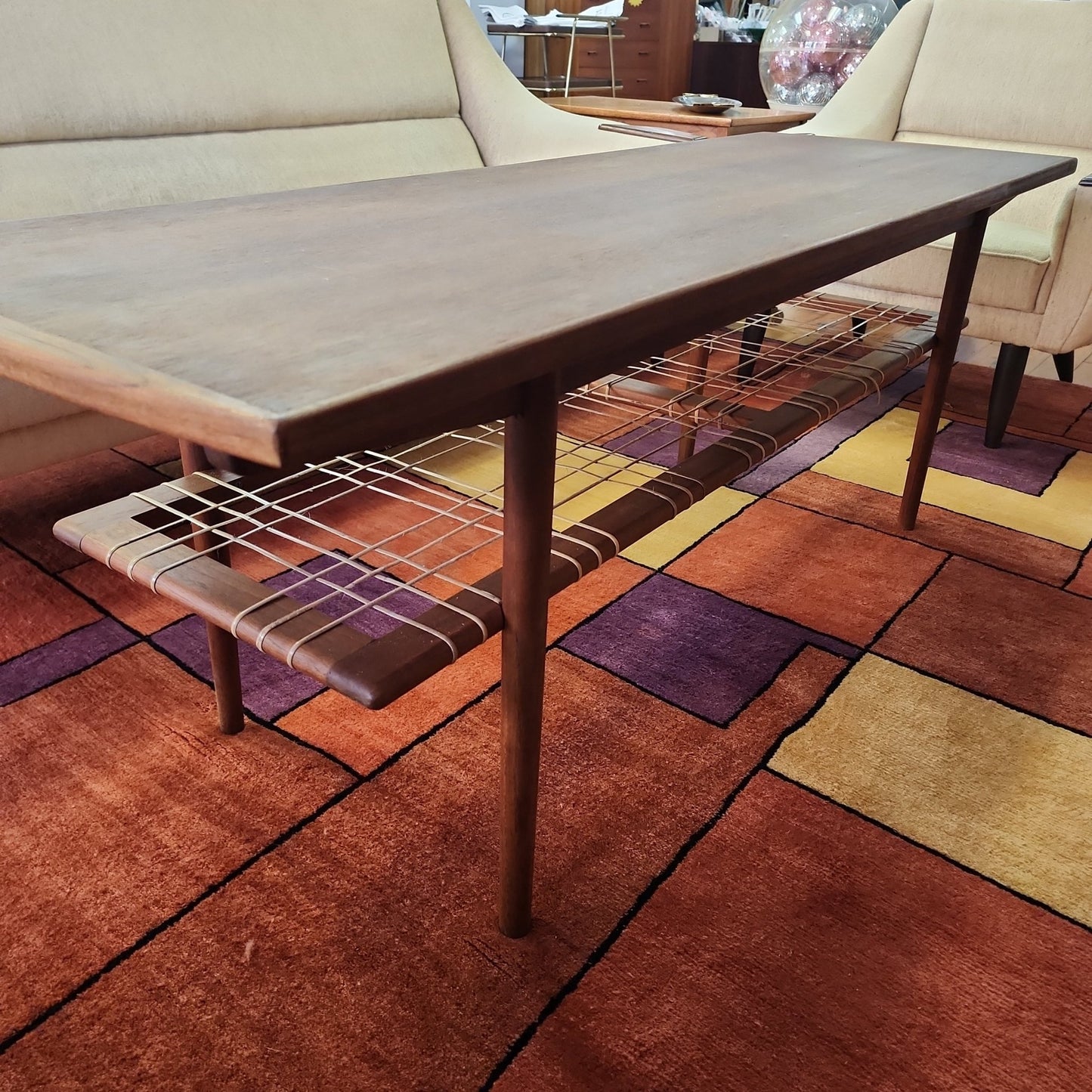 Danish Teak Coffee Table with Shelf - Vintage MC