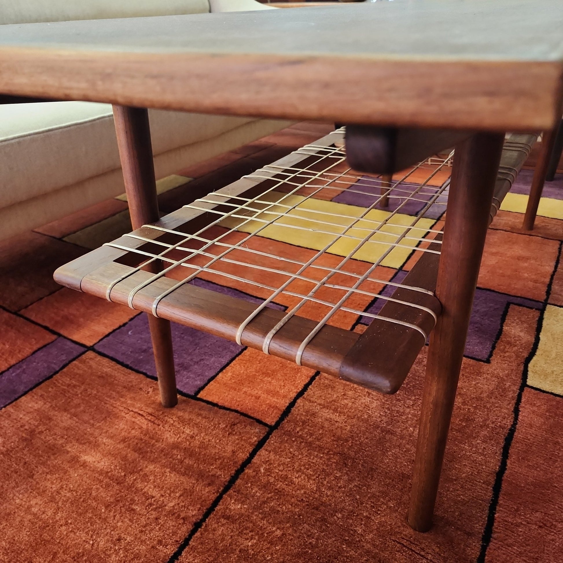 Danish Teak Coffee Table with Shelf - Vintage MC