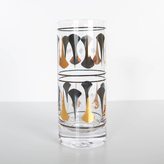 Retro Black and Gold Highball Glass - Vintage MC