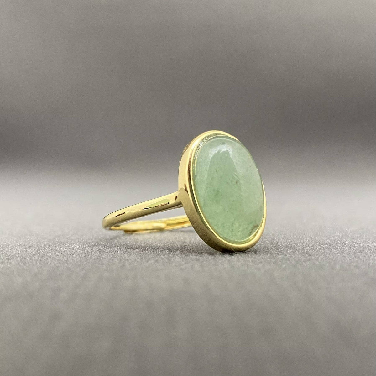 Oval Stone Adjustable Copper Ring