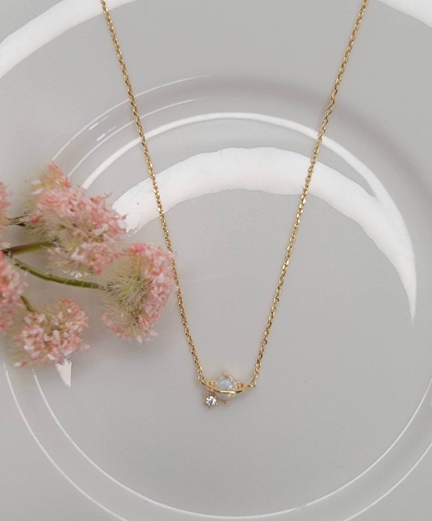 OPAL/LAB GROWN OPAL PLANET NECKLACE.