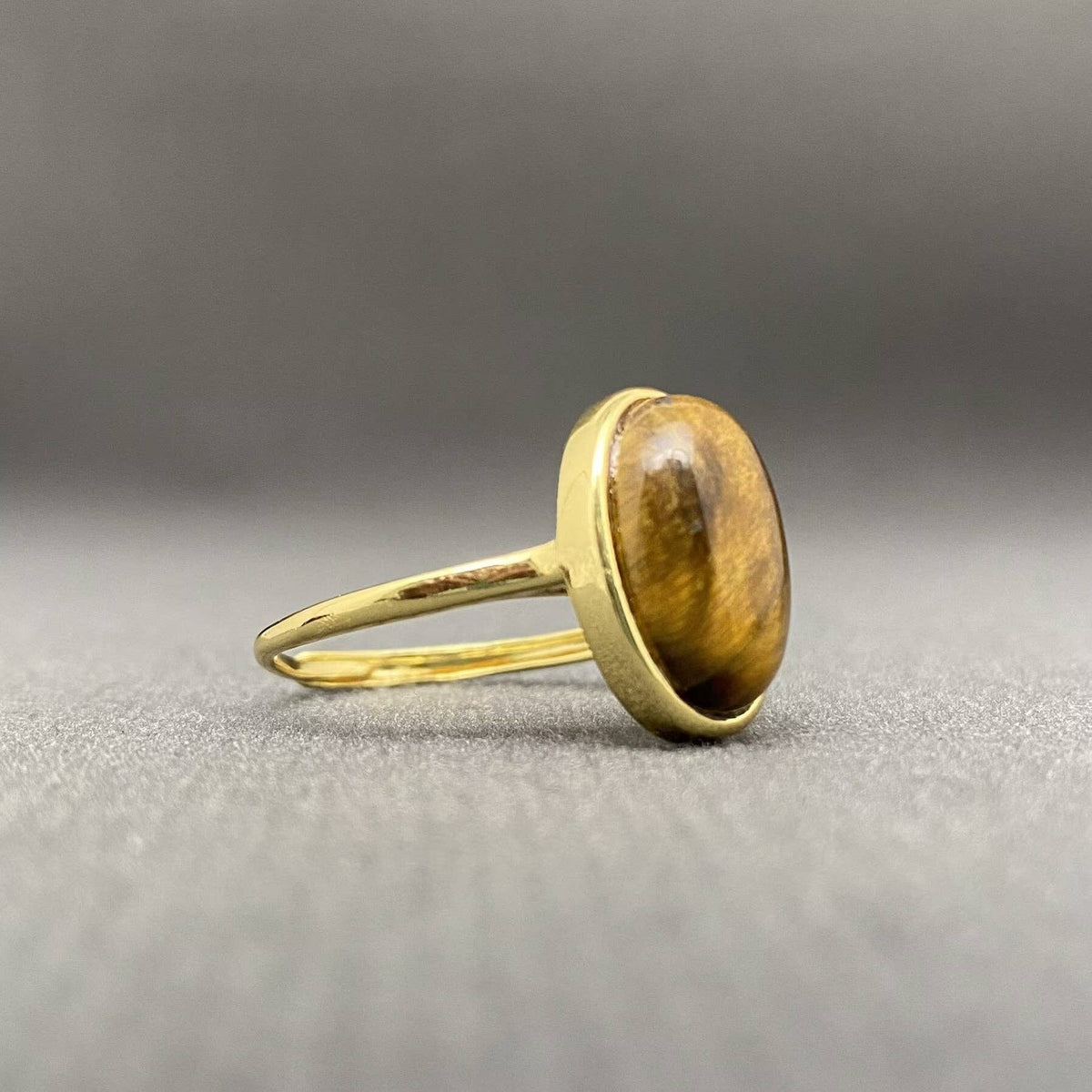 Oval Stone Adjustable Copper Ring