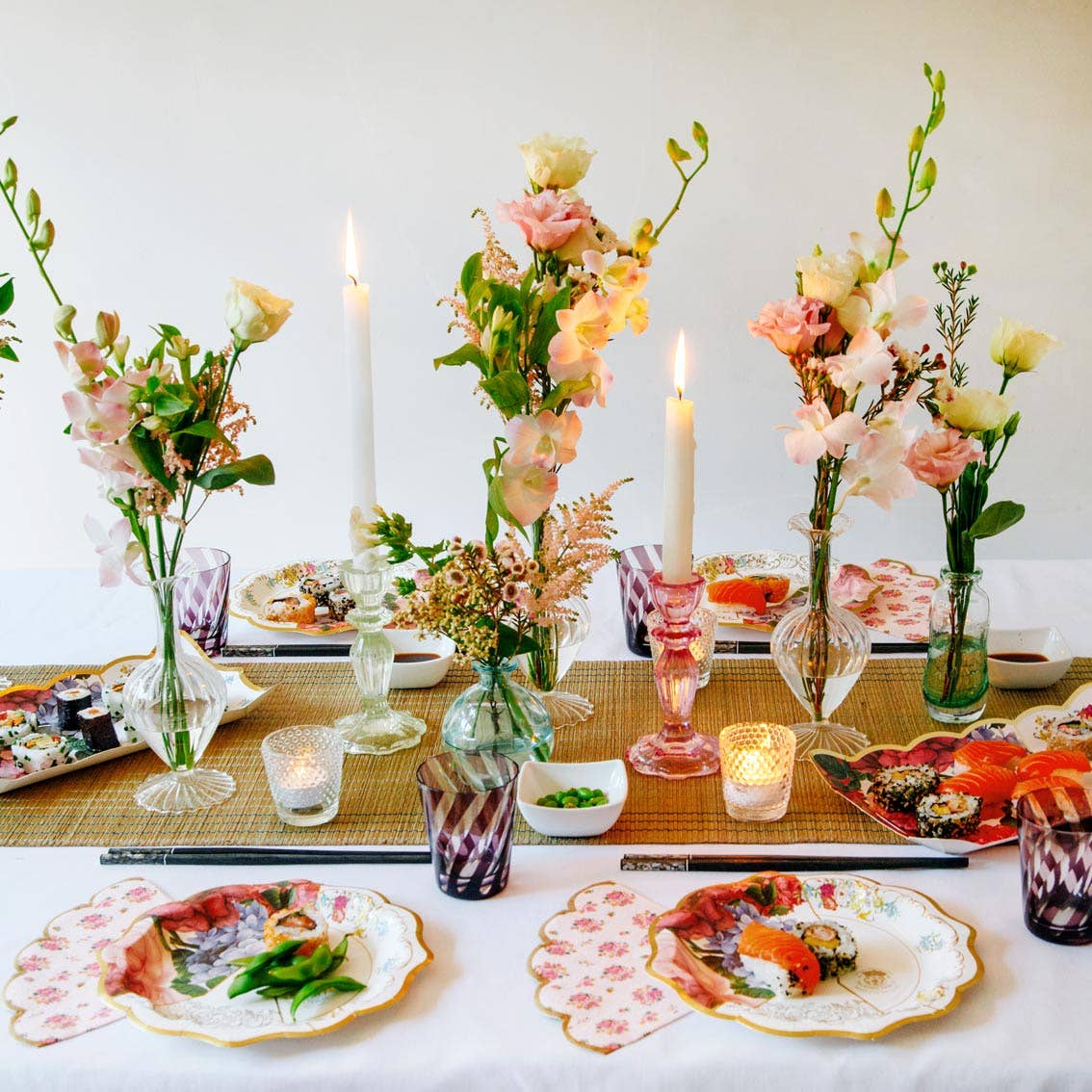 Pink Glass Candle Holder | Valentines Decor |