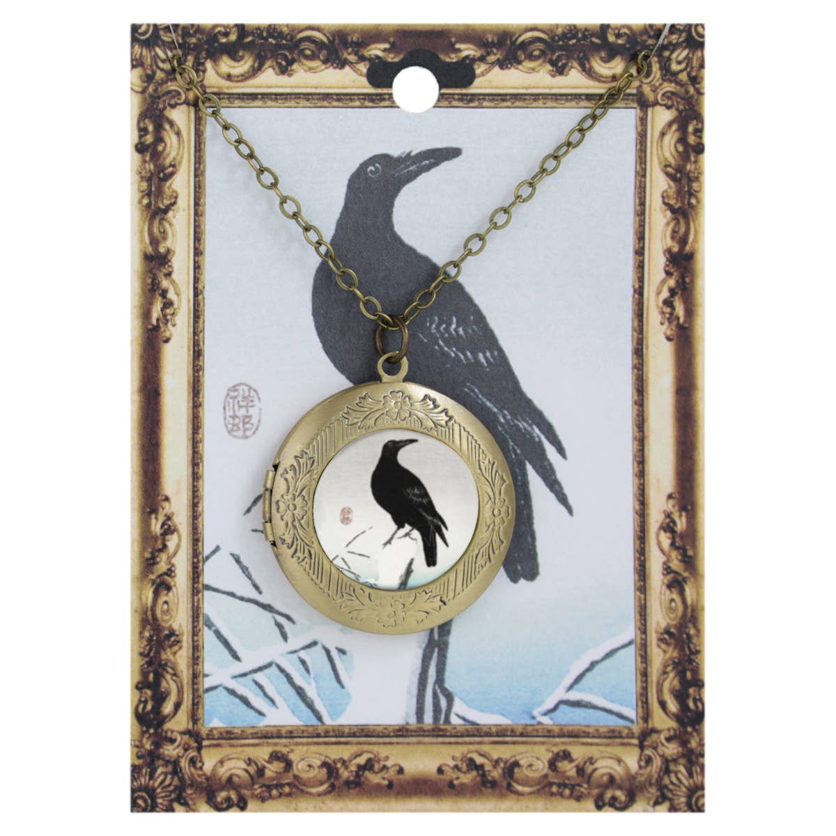 Raven Fine Art Gold Locket Necklace