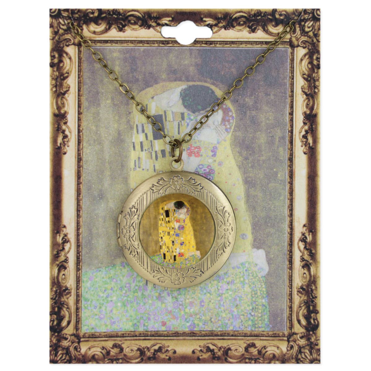 The Kiss Fine Art Gold Locket Necklace