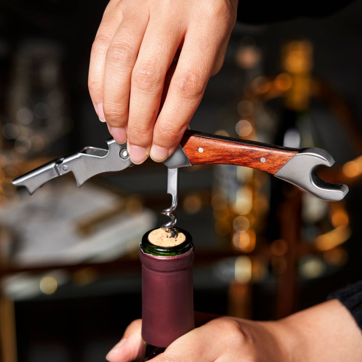 Admiral™ Rosewood DoubleHinged Corkscrew and Foil Cutter